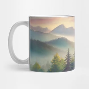 Early morning sunlit mounts Mug